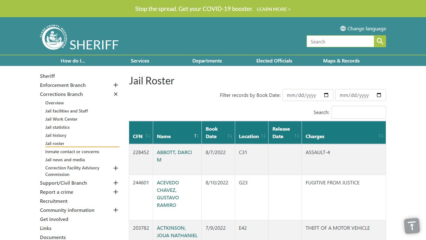 Jail Roster - Clark County, Washington