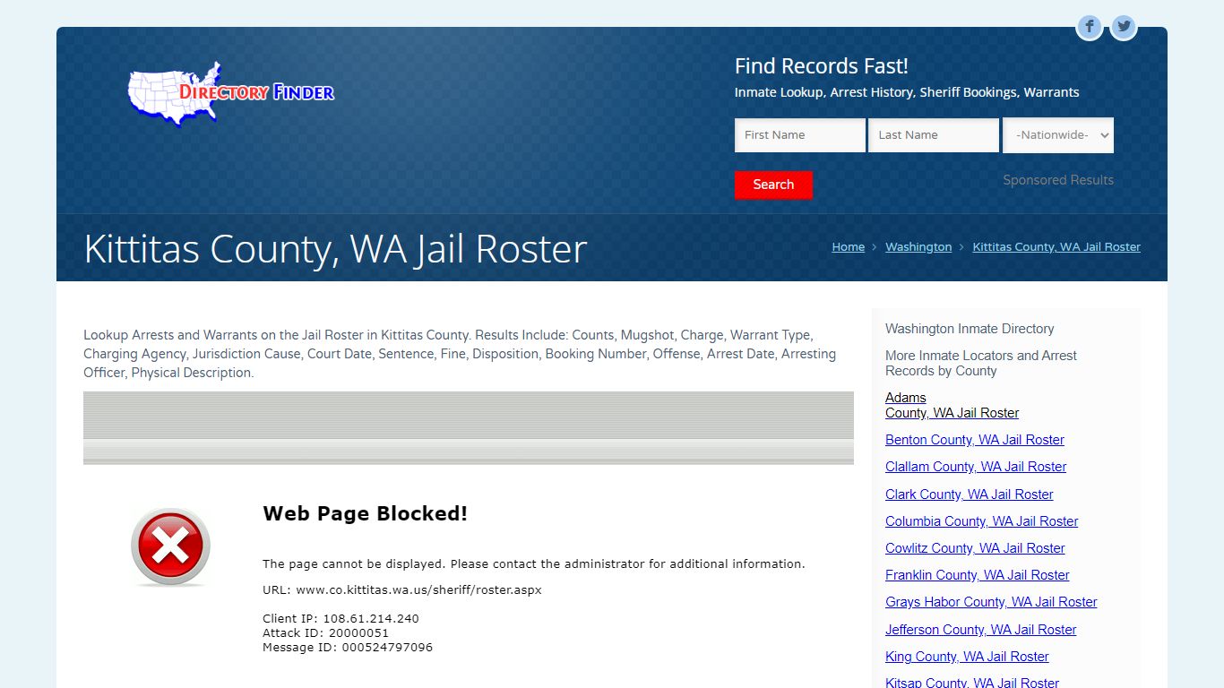 Kittitas County, WA Jail Roster | People Lookup